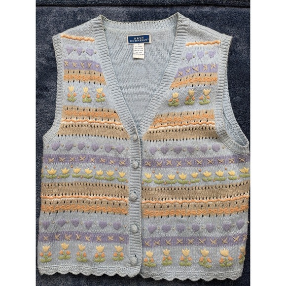 Bryn Connolly Sweaters - Bryn Connolly‎ Floral Knit Sweater Vest Women Small Cottagecore Button Front